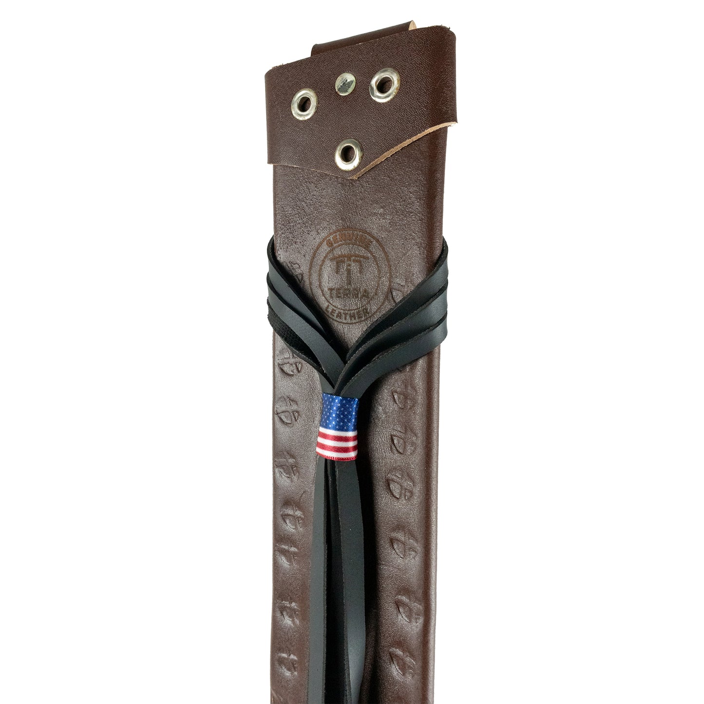 TERRA SH-302-18P Leather Protective Genuine Sheath for 18" Machete, Attaches to Belts – Dark Brown (Embossed)