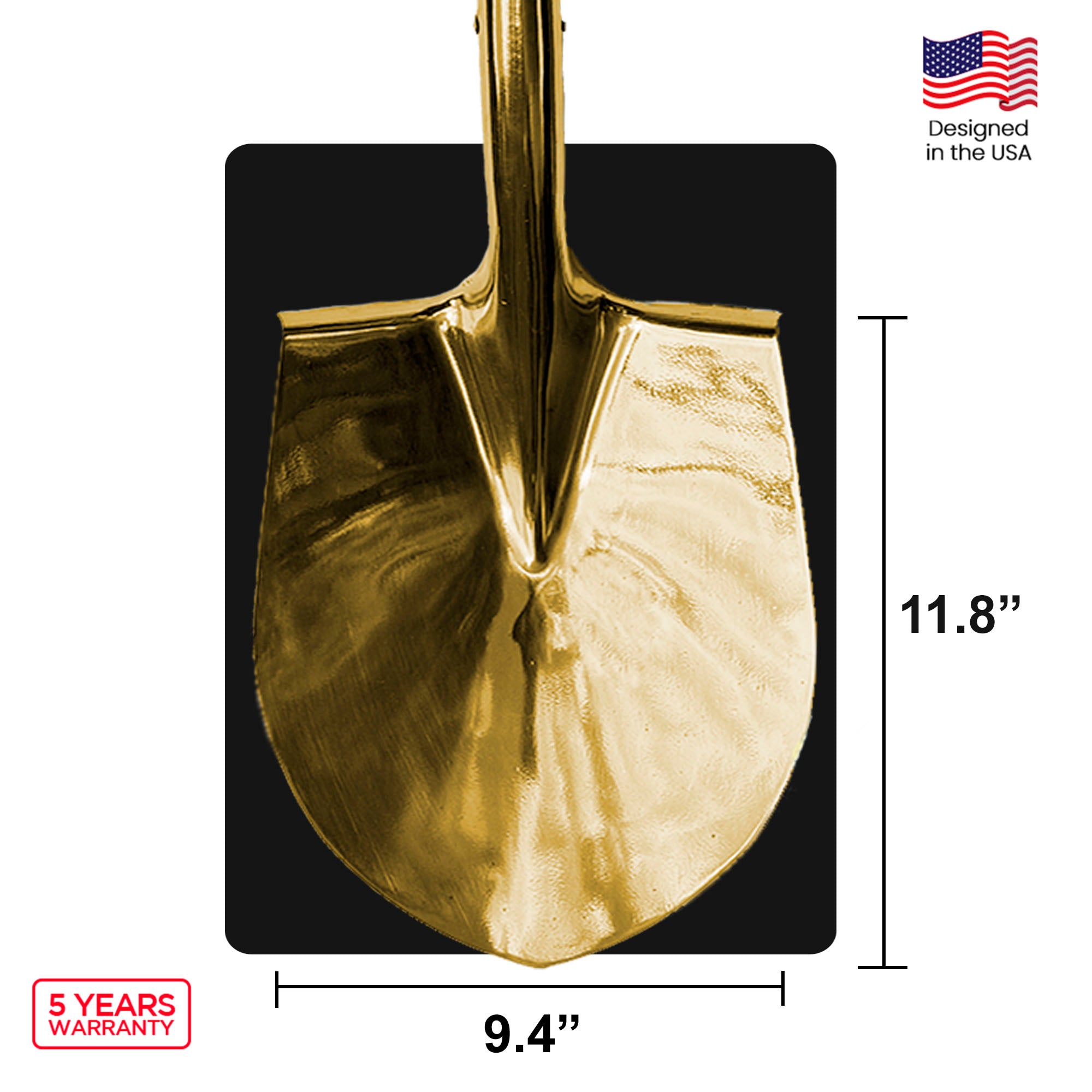 Terra Tools Professional Polished Groundbreaking shovel - Gold Ceremonial Shovel with Wood D-Handle