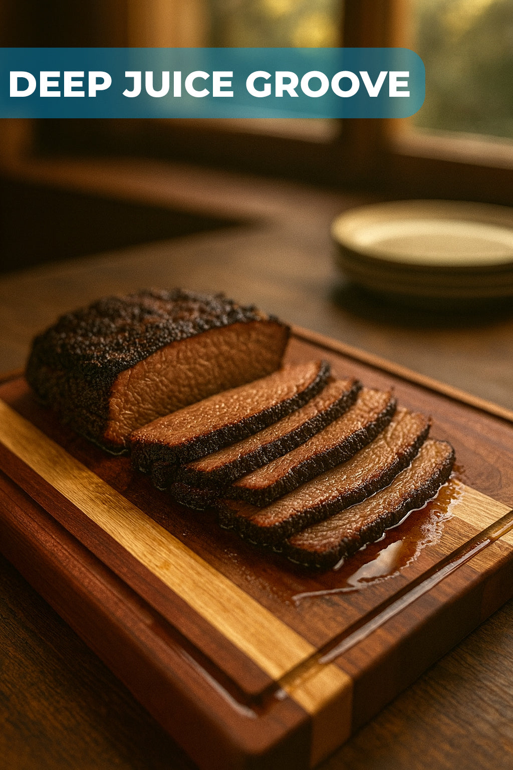 Terra Wood Cutting Board for Kitchen  Heavy Reversible Butcher Block with Juice Groove for Cutting Meat and Juicy Veggies Easily
