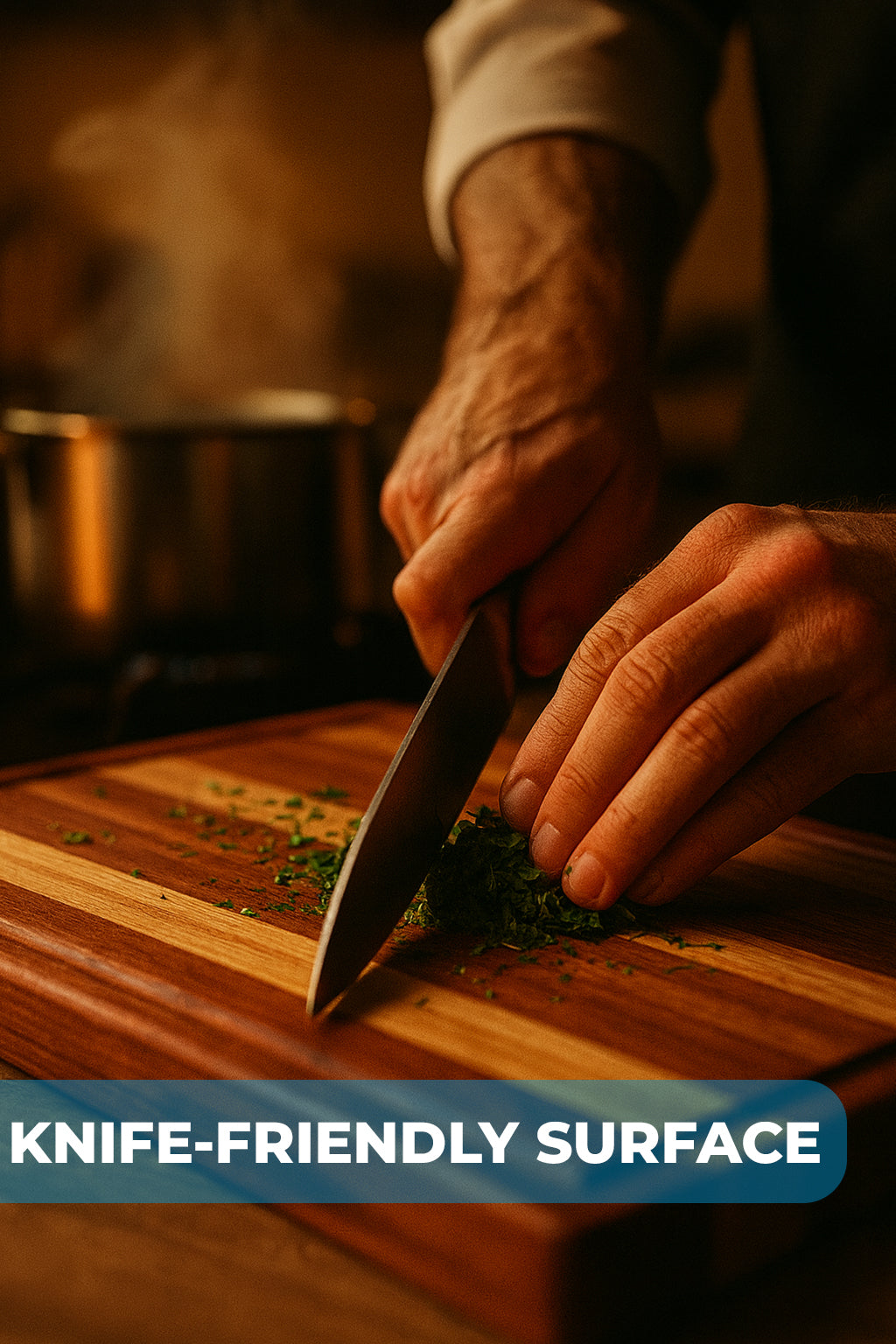 Terra Wood Cutting Board for Kitchen  Heavy Reversible Butcher Block with Juice Groove for Cutting Meat and Juicy Veggies Easily