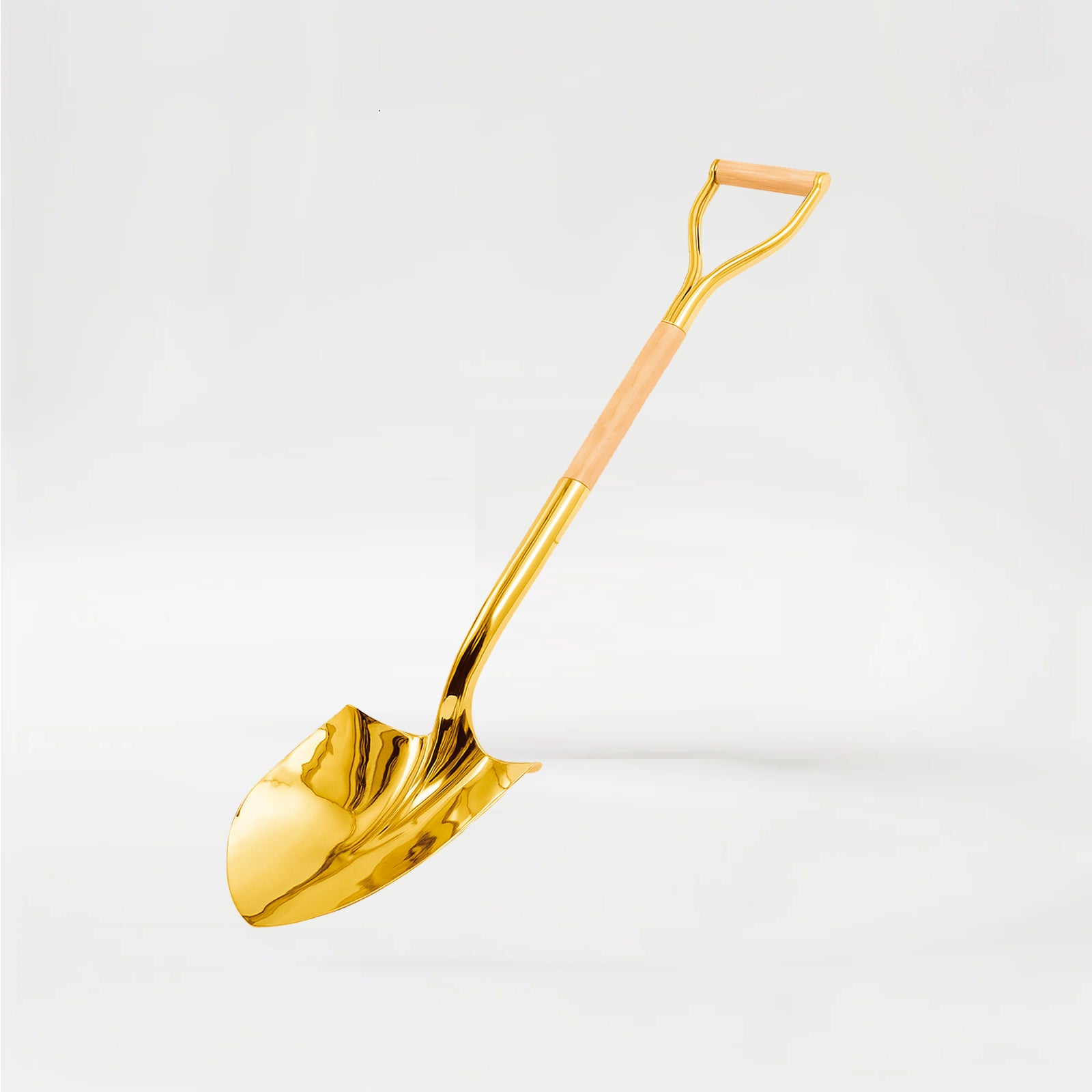 Terra Tools Professional Polished Groundbreaking shovel - Gold Ceremonial Shovel with Wood D-Handle